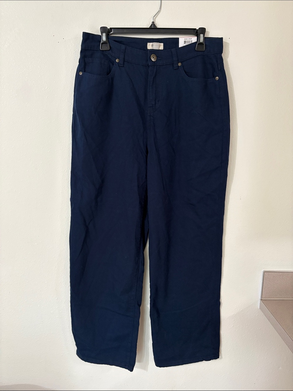 NWT Style & Co Industrial Blue Wide Leg Crop Pull On Mid Rise Pants Size 10